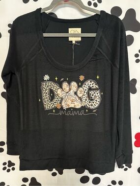 Dog Mama Graphic Terrycloth Long Sleeve Top - NWT